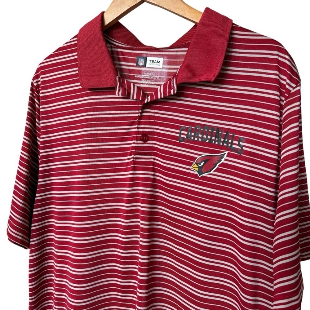 Men's Arizona Cardinals Striped Polo Shirt Red XL Short Sleeve NFL Apparel